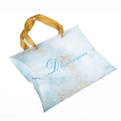 Bolsas de papel personalizadas para extensões de cabelo embalagem caixa de almofada Kraft com alça de comprimento de mão