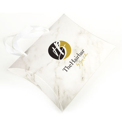 Bolsas de papel personalizadas para extensões de cabelo embalagem caixa de almofada Kraft com alça de comprimento de mão