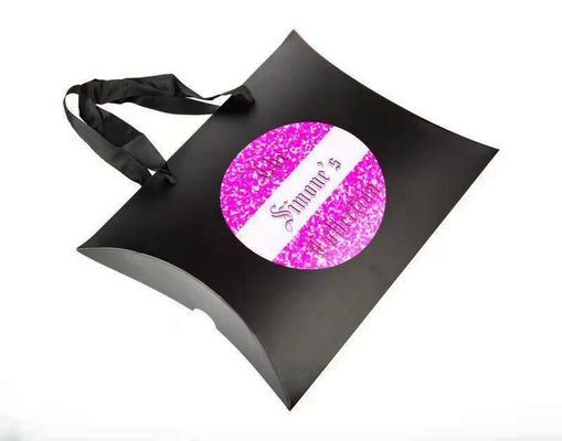 Bolsas de papel personalizadas para extensões de cabelo embalagem caixa de almofada Kraft com alça de comprimento de mão