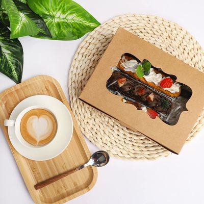 Embalagem de biscoitos de papel artesanal de qualidade alimentar com janela de PVC