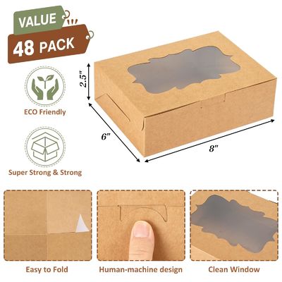 Embalagem de biscoitos de papel artesanal de qualidade alimentar com janela de PVC