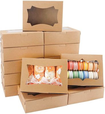 Embalagem de biscoitos de papel artesanal de qualidade alimentar com janela de PVC