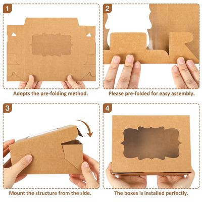 Embalagem de biscoitos de papel artesanal de qualidade alimentar com janela de PVC