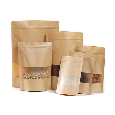 Impressão de logotipo personalizado Material de qualidade alimentar Máquina de fabricação de sacos de papel Kraft marrom com janela