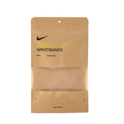 Impressão de logotipo personalizado Material de qualidade alimentar Máquina de fabricação de sacos de papel Kraft marrom com janela