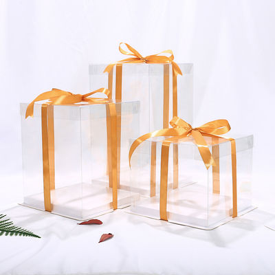Embalagem de bolo de casamento de 4-14 polegadas com janela transparente e caixas auto-elevadas