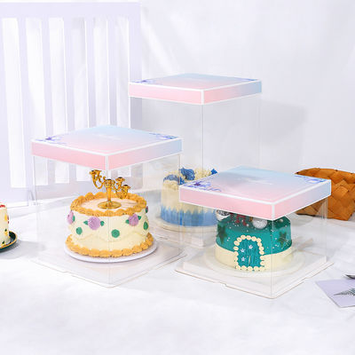 Embalagem de bolo de casamento de 4-14 polegadas com janela transparente e caixas auto-elevadas