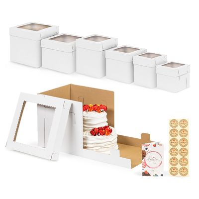 Caixas de bolo personalizadas certificadas ISO9001 para casamento e aniversário 10x10x5 20x20x8