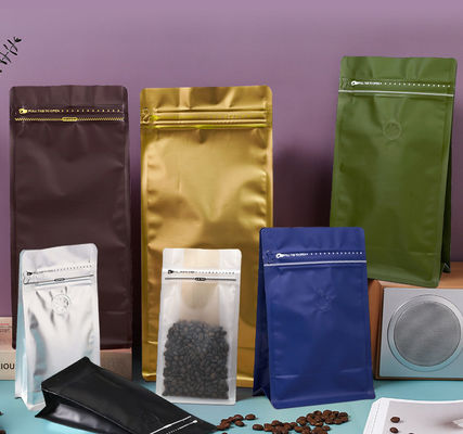 Chegadas 8 sacos de café de papel alumínio lateral com válvula e fecho