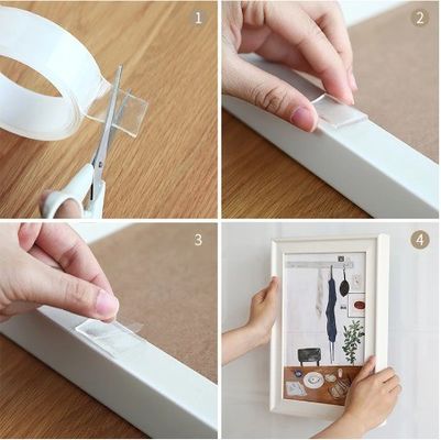 fita nano lavável de dois lados para gancho/cozinha/banheiro 1 mm/2 mm x 50 mm transparente